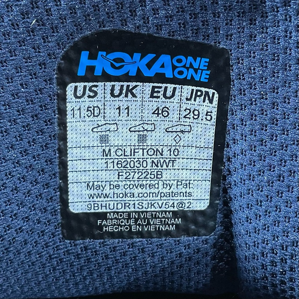 Hoka One Clifton 10 Running Shoes Men’s 11.5 D Navy White 1162030 NWT - Picture 9 of 9